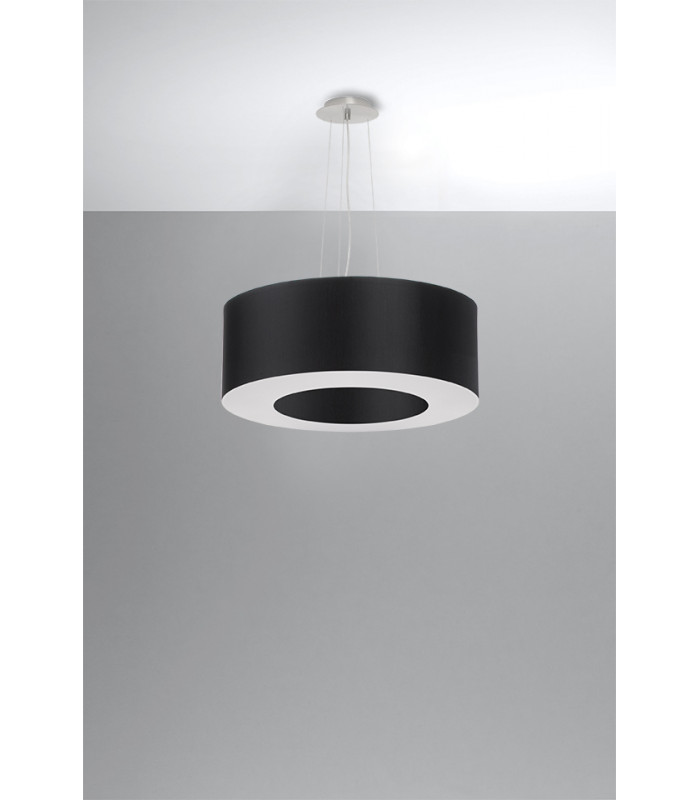 Cylindrical Pendant Light Black 50cm E27-2
