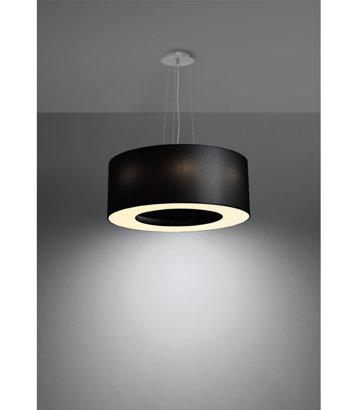 Cylindrical Pendant Light Black 50cm E27-3