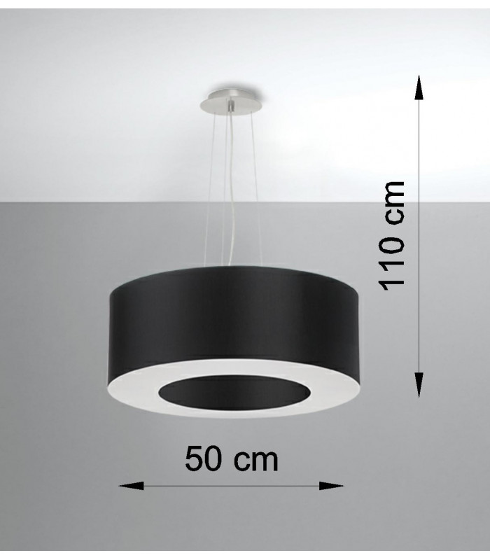 Cylindrical Pendant Light Black 50cm E27-4