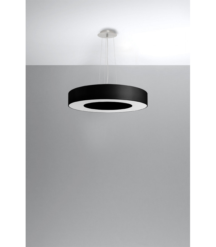Cylindrical Pendant Light Black 50cm E27-2