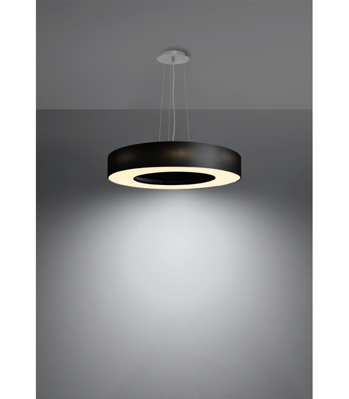 Cylindrical Pendant Light Black 50cm E27-3