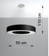 Cylindrical Pendant Light Black 50cm E27-4