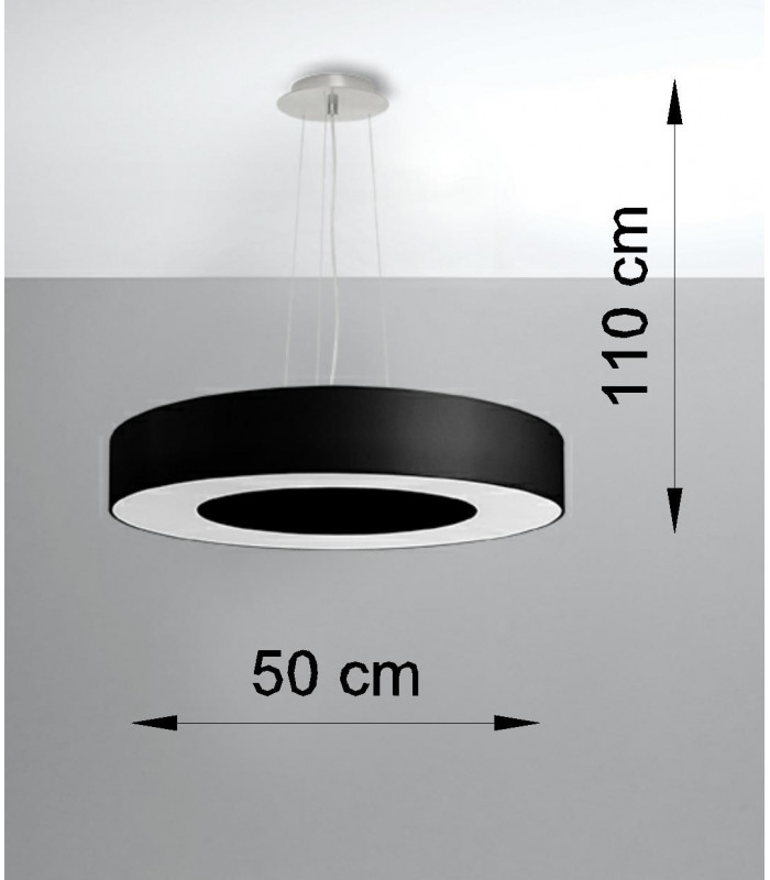 Cylindrical Pendant Light Black 50cm E27-4