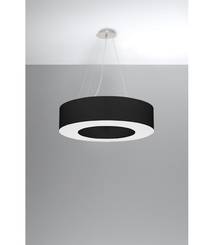 Cylindrical Pendant Light Black 70cm E27-2