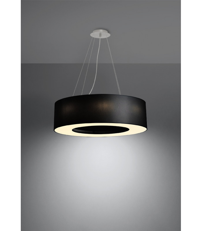 Cylindrical Pendant Light Black 70cm E27-3