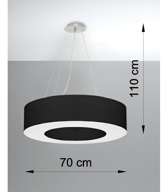 Cylindrical Pendant Light Black 70cm E27-4