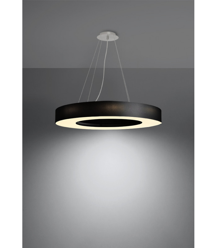 Cylindrical Pendant Light Black 70cm E27-3