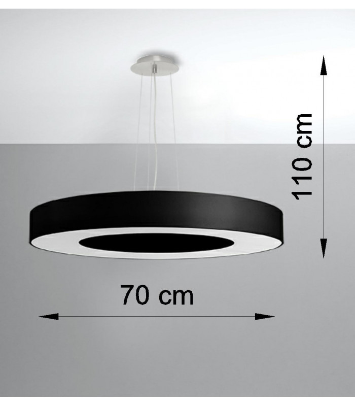 Cylindrical Pendant Light Black 70cm E27-4