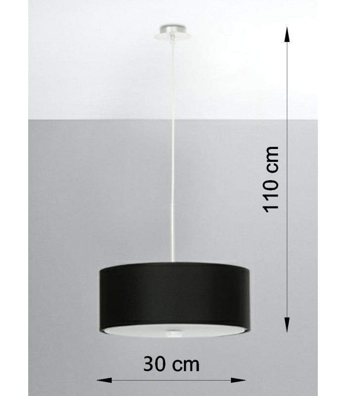 Cylindrical Pendant Light Black 30cm E27-4