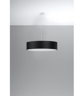 Cylindrical Pendant Light Black 50cm E27-2