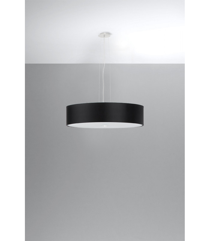 Cylindrical Pendant Light Black 50cm E27-2
