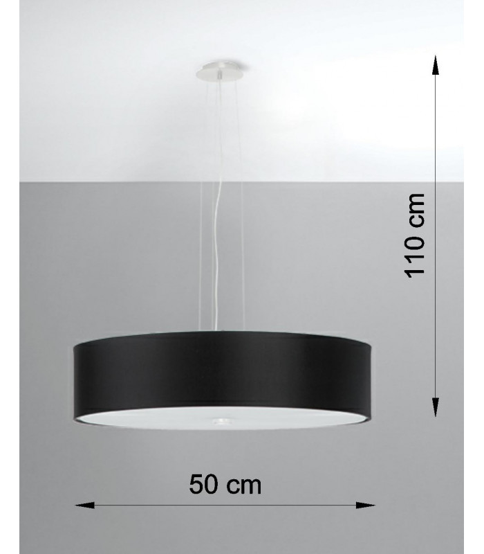 Cylindrical Pendant Light Black 50cm E27-4
