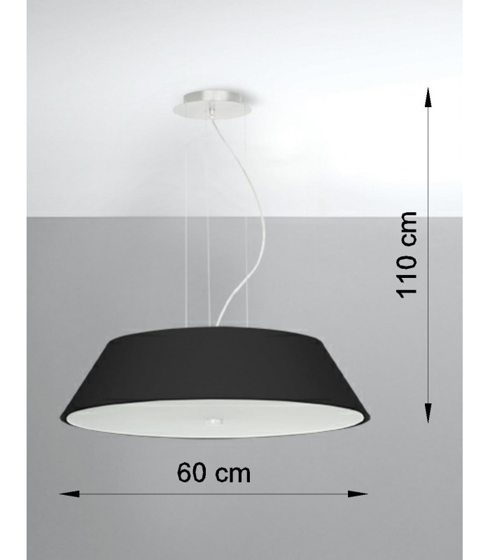 Cylindrical Pendant Light Black 60cm E27-4
