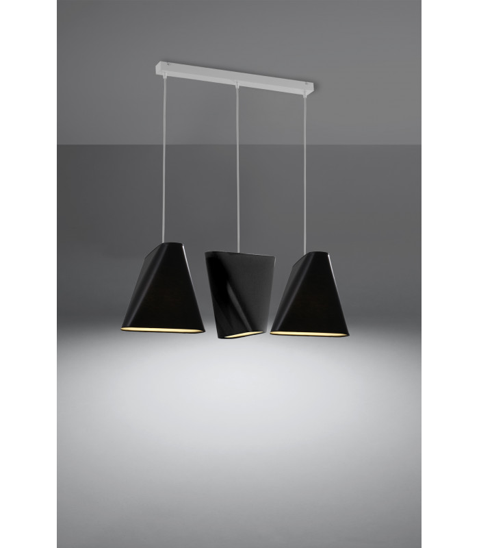 Triple Hanging Pendant Light Black 3x E27-3
