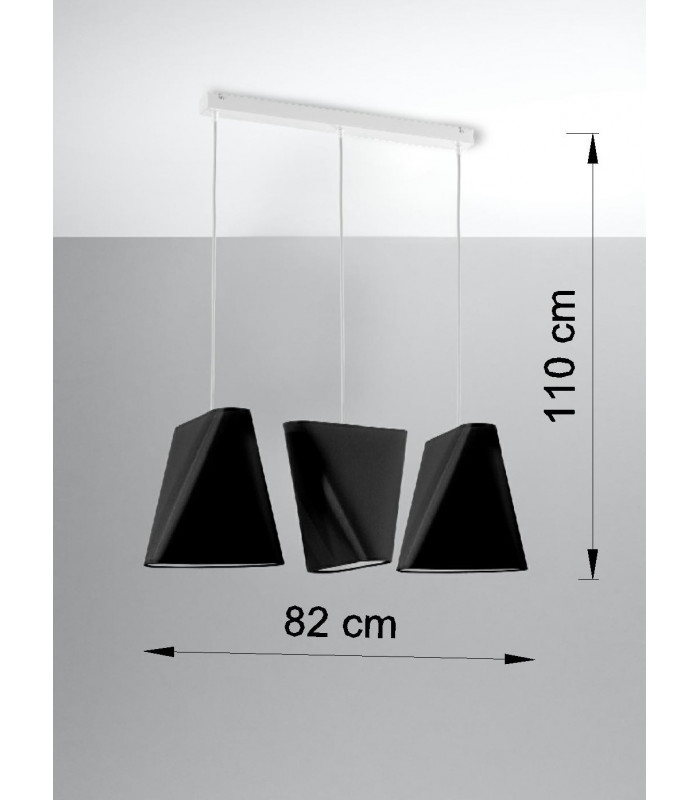 Triple Hanging Pendant Light Black 3x E27-4
