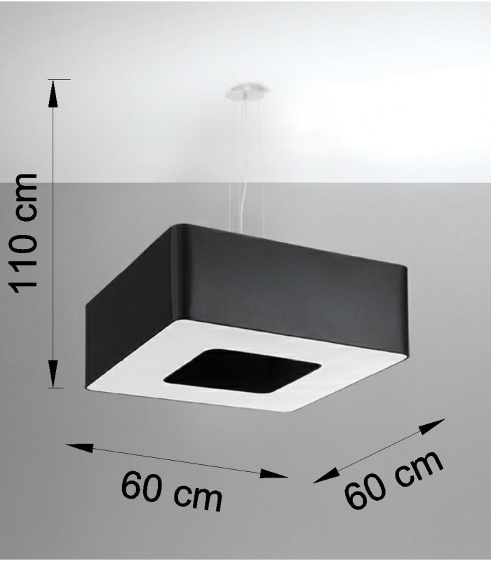 Square Pendant Light Black 60cm E27-4