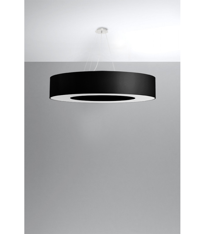 Cylindrical Pendant Light Black 90cm E27-2