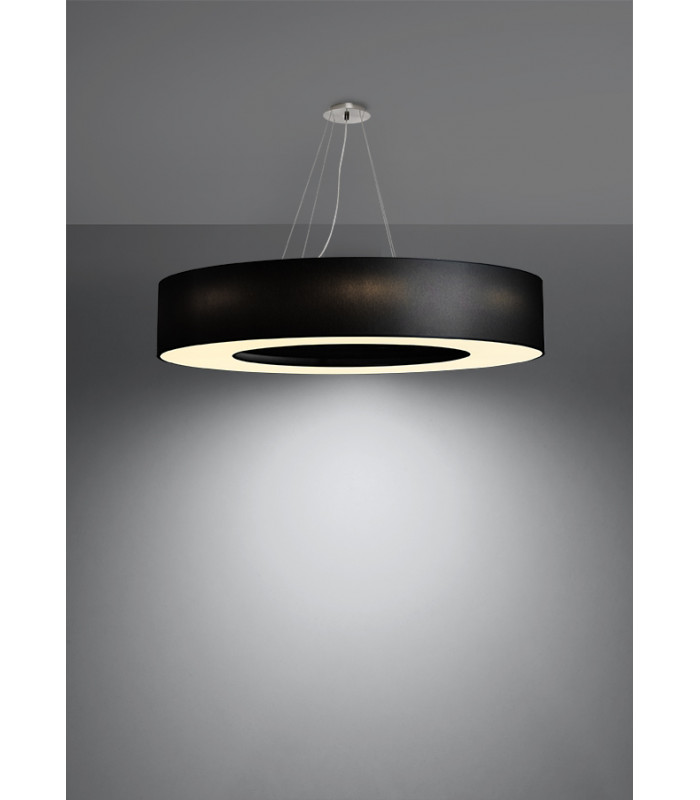 Cylindrical Pendant Light Black 90cm E27-3