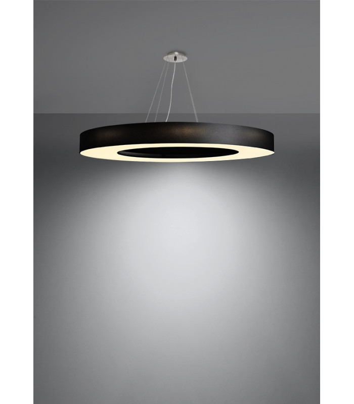 Cylindrical Pendant Light Black 90cm E27-3