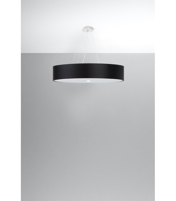 Cylindrical Pendant Light Black 80cm E27-2