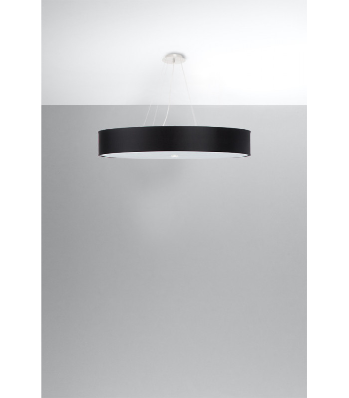 Cylindrical Pendant Light Black 90cm E27-2