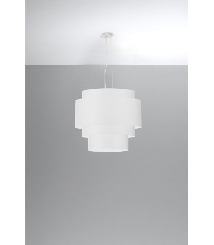 Cylindrical Multi Layered Pendant Light White 50cm E27-2