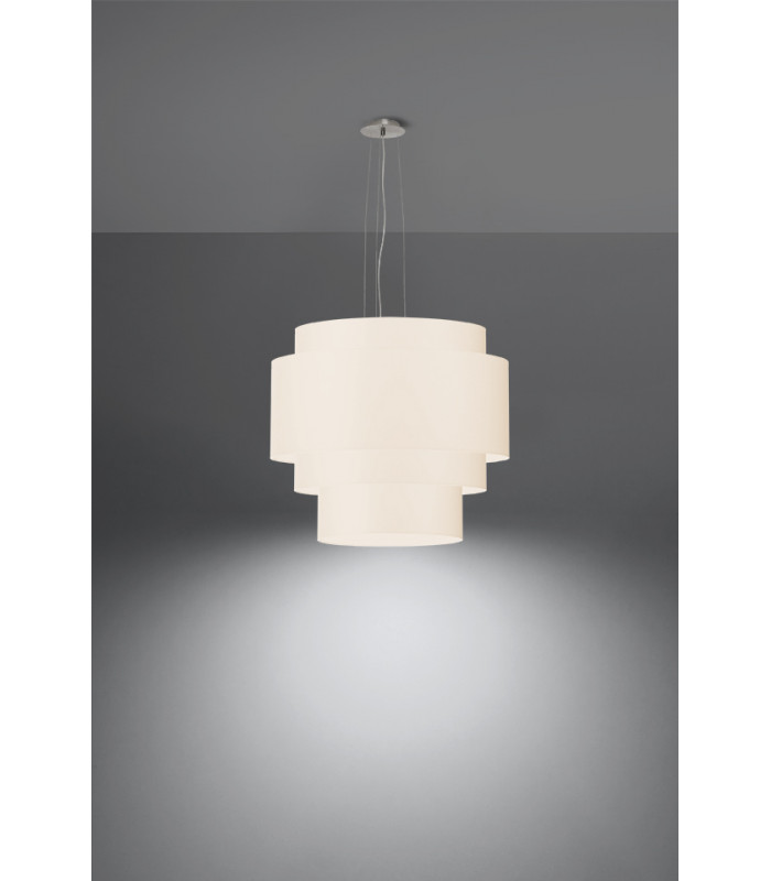Cylindrical Multi Layered Pendant Light White 50cm E27-3
