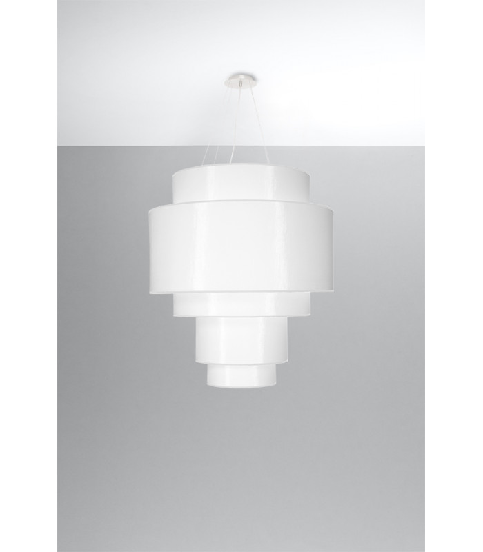 Cylindrical Multi Layered Pendant Light White 80cm E27-2