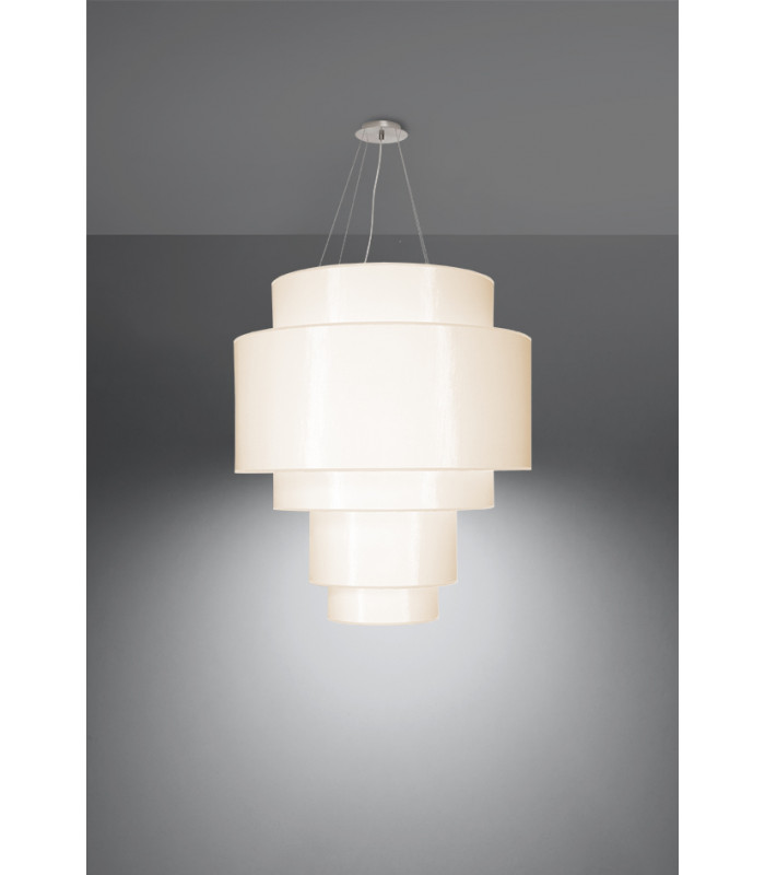 Cylindrical Multi Layered Pendant Light White 80cm E27-3