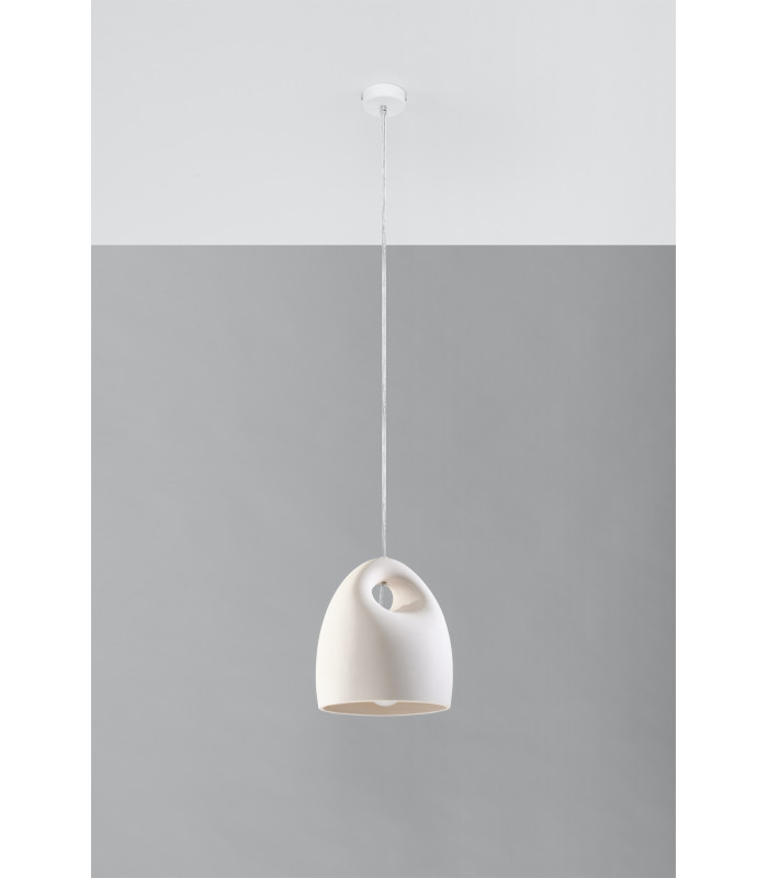 Dome Ceramic Pendant Light White E27-2