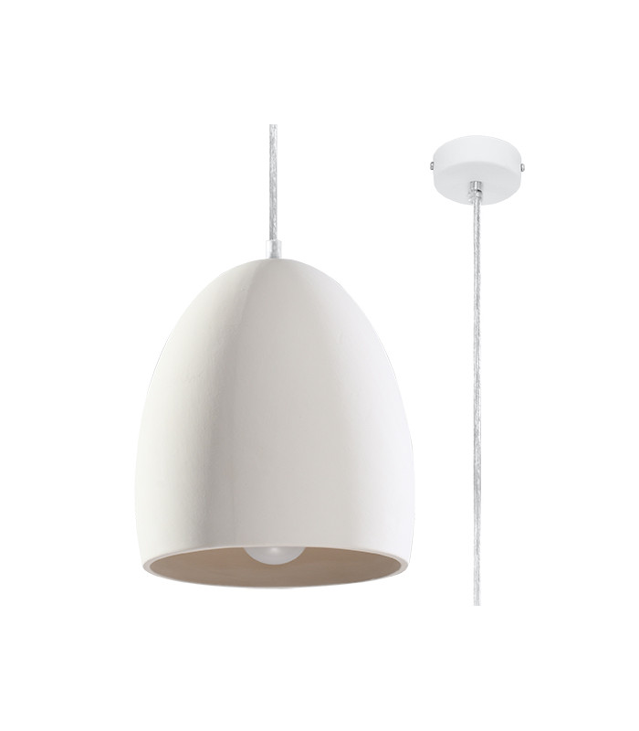 Dome Ceramic Pendant Light White E27-1