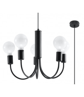 Multi Arm 5 Arm Pendant Light Black 5x E27-1