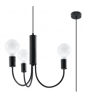 Multi Arm 3 Arm Pendant Light Black 3x E27-1