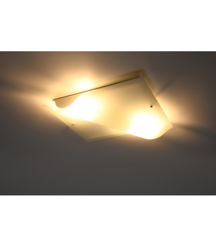 Patterned Glass Flush Light White 2x E27-3