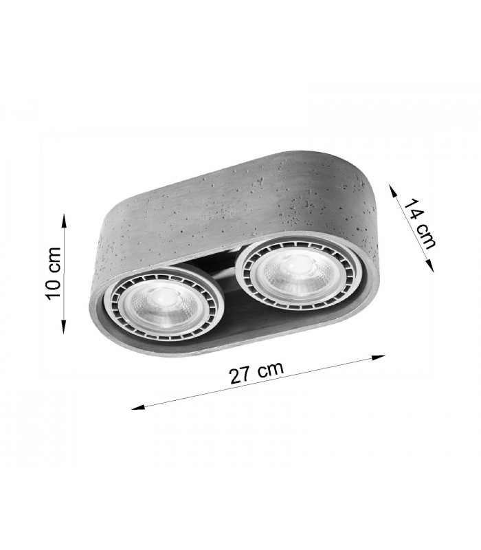 Surface Mounted Twin Downlights Oval Grey GU10-4