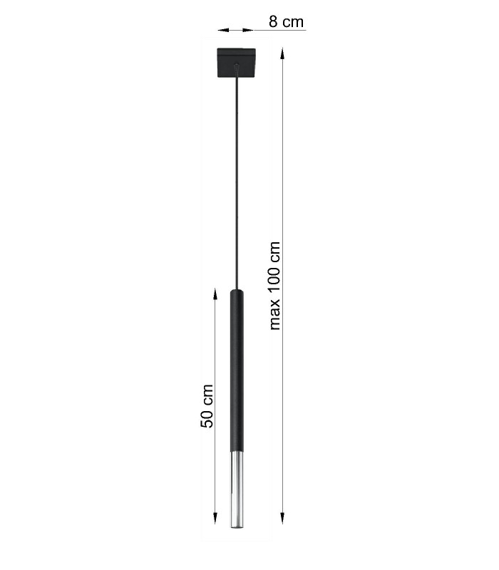 Slim 8cm Pendant Light Black Chrome G9-4