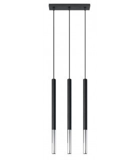 Triple Hanging Pendant Light Black Chrome G9-1