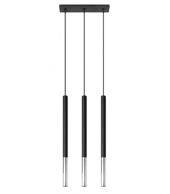 Triple Hanging Pendant Light Black Chrome G9-1
