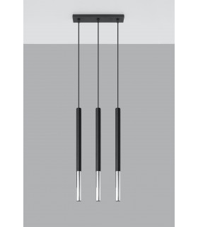 Triple Hanging Pendant Light Black Chrome G9-2