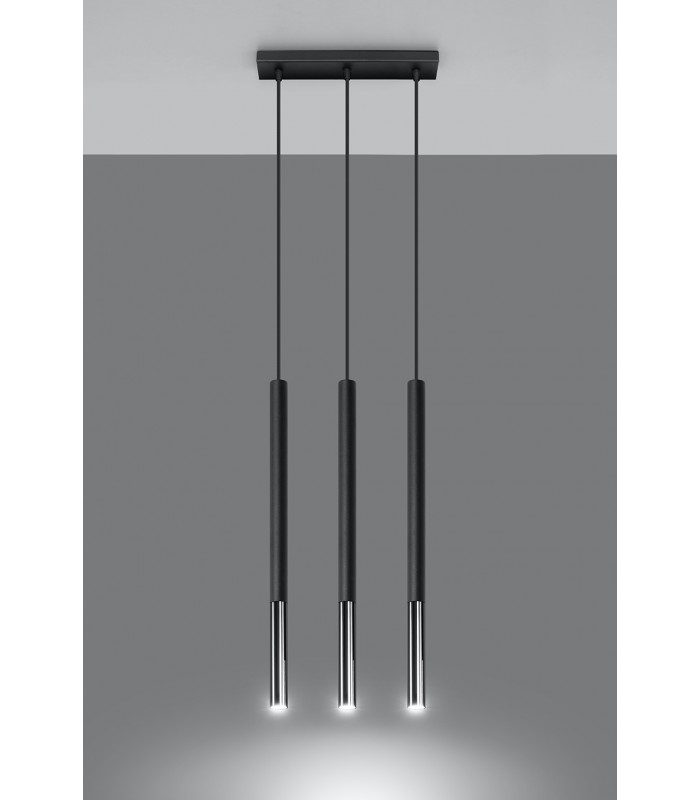 Triple Hanging Pendant Light Black Chrome G9-3