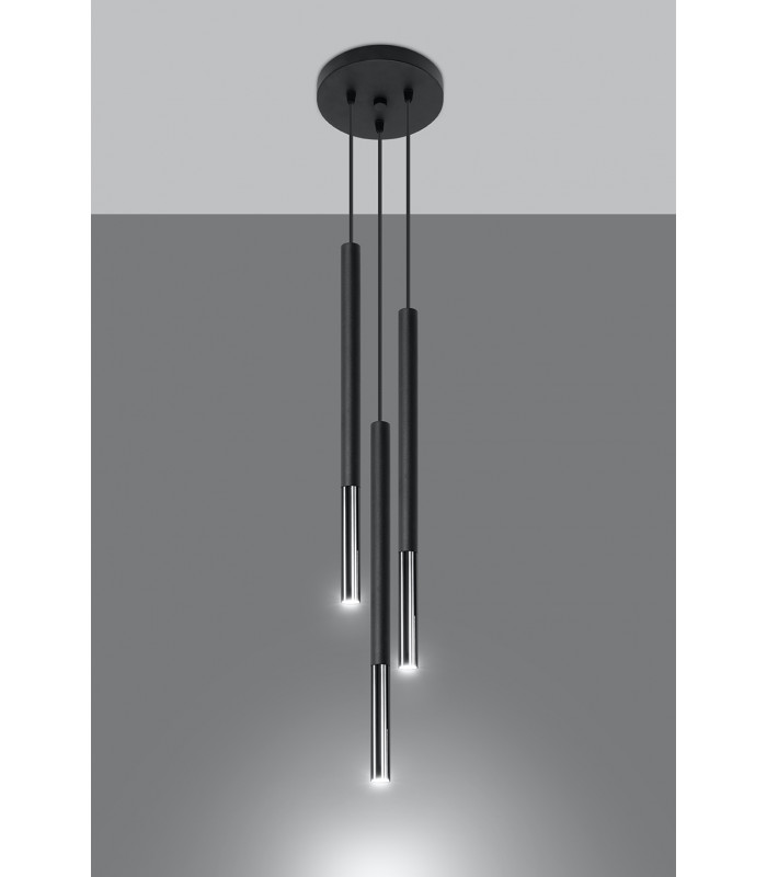 Cluster Drop Pendant Light Black Chrome G9-3