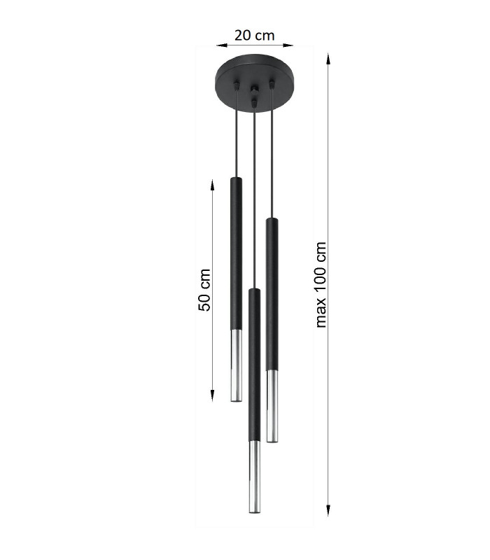 Cluster Drop Pendant Light Black Chrome G9-4
