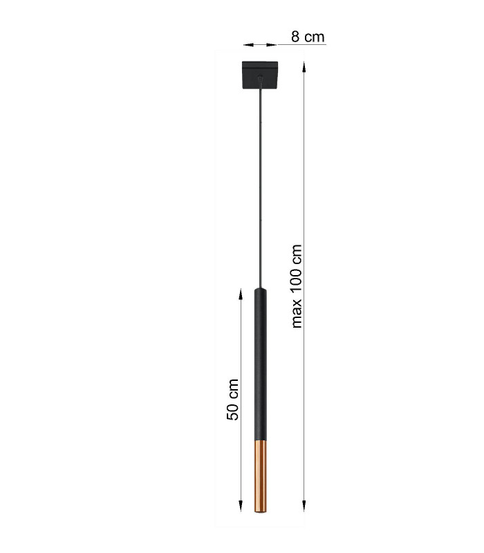 Slim 8cm Pendant Light Black Copper G9-4