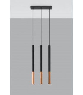 Triple Hanging Pendant Light Black Copper G9-2