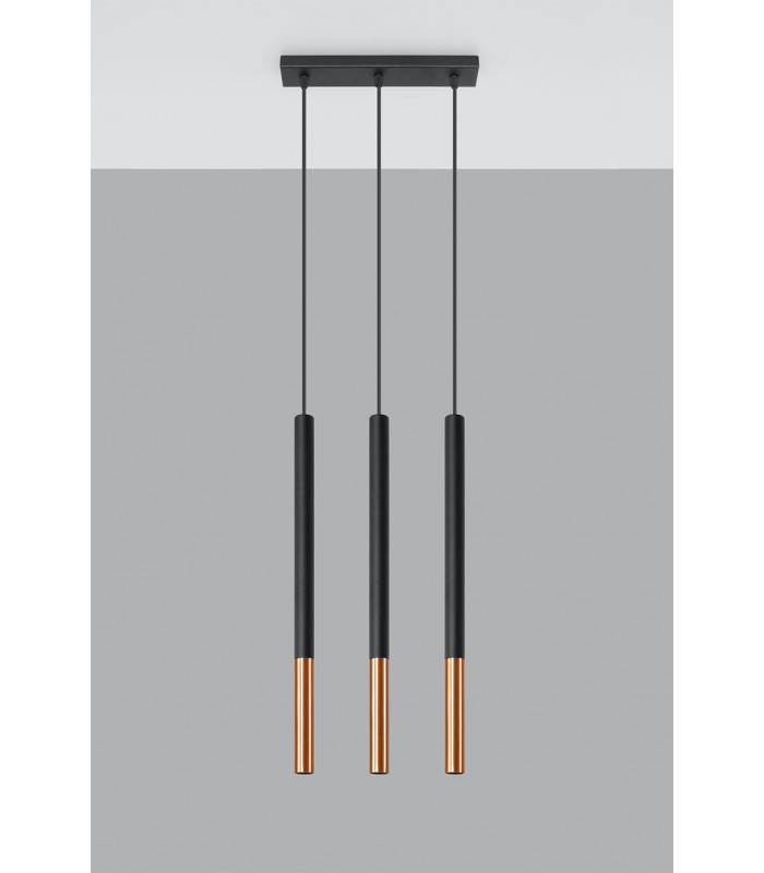 Triple Hanging Pendant Light Black Copper G9-2