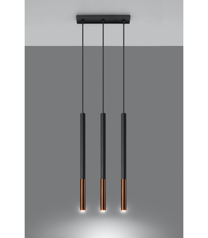 Triple Hanging Pendant Light Black Copper G9-3