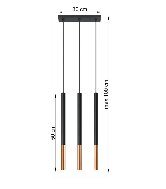Triple Hanging Pendant Light Black Copper G9-4
