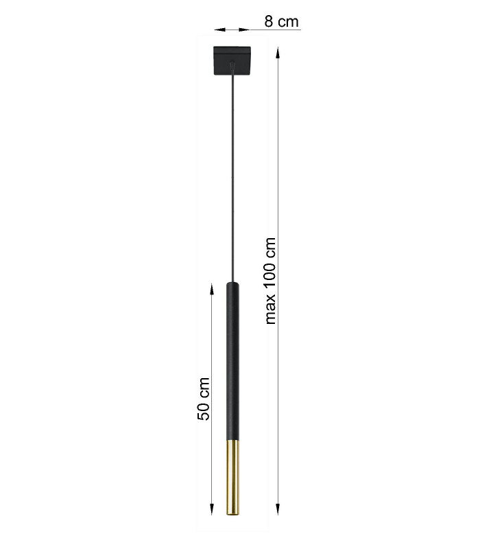 Slim 8cm Pendant Light Black Gold G9-4