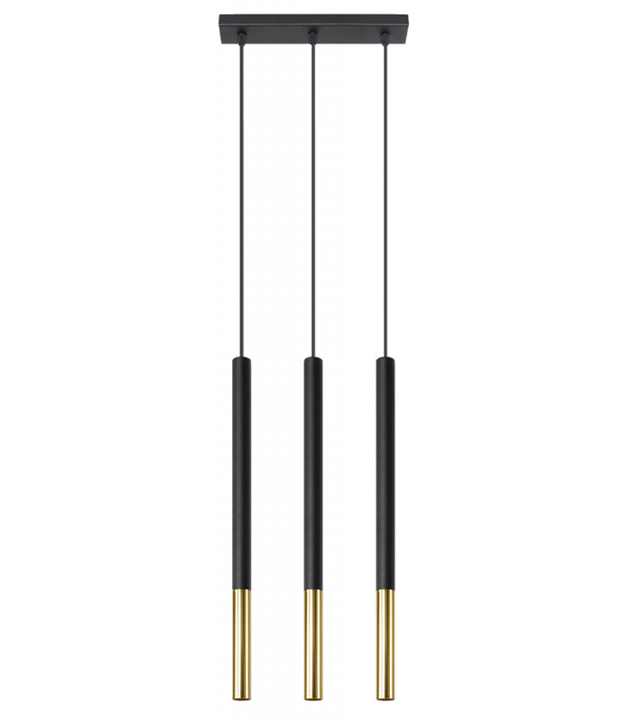 Triple Hanging Pendant Light Black Gold G9-1