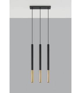 Triple Hanging Pendant Light Black Gold G9-2
